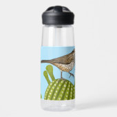 Bouteille D'eau Arizona Cactus Wren Saguaro Cactus Illustration (Avant)