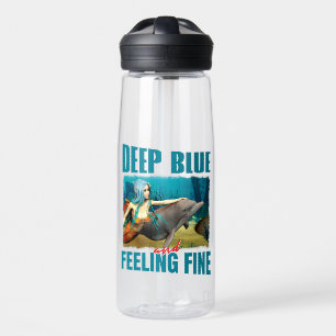Bouteille D'eau Art de dauphin sirène bleu profond et se sentant b