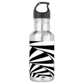 Bouteille D'eau Art de lignes ondulées noires et blanches abstrait (Devant)