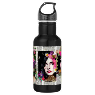 Bouteille D'eau Art de style Collage papier Femmes Vintages