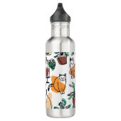 Bouteille D'eau Art de trait dessin chats et fleurs (Droite)