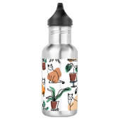 Bouteille D'eau Art de trait dessin chats et fleurs (Droite)