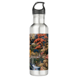 Bouteille D'eau Art du paysage japonais : Cascade et village