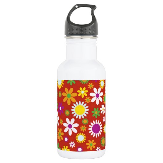 Bouteille D'eau Art Floral Rouge (Devant)
