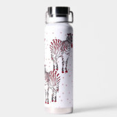 Bouteille D'eau Art moderne Zebras Mère Bébés Red Snowflakes (Arrière)