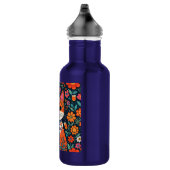 Bouteille D'eau Art populaire Whimsical Chat et Fleurs (Droite)