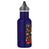Bouteille D'eau Art populaire Whimsical Chat et Fleurs (Gauche)