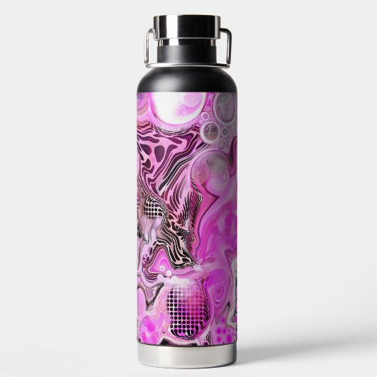 Bouteille D'eau Art rose et noir fluide (Plage)