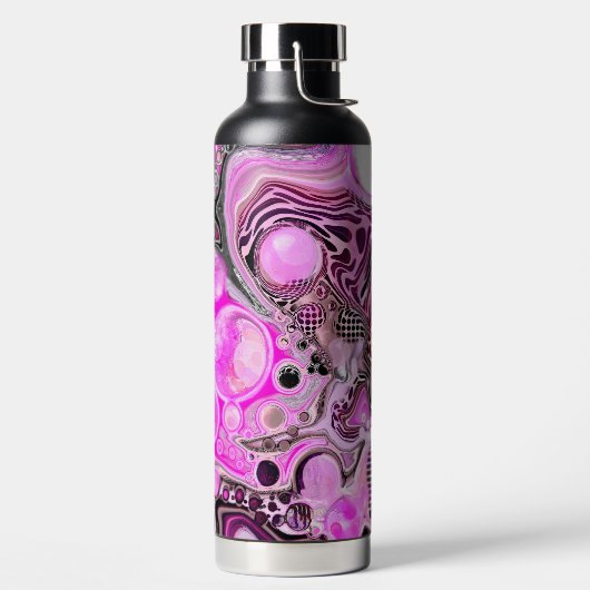 Bouteille D'eau Art rose et noir fluide (Droite)