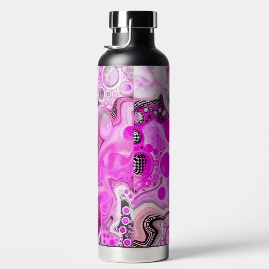 Bouteille D'eau Art rose et noir fluide (Droite)