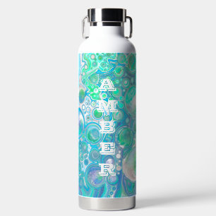 Bouteille D'eau Art vert et bleu fluides