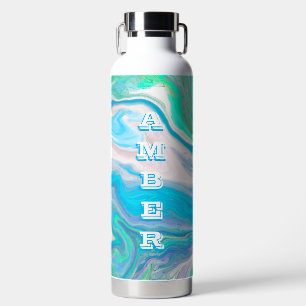 Bouteille D'eau Art vert et bleu fluides