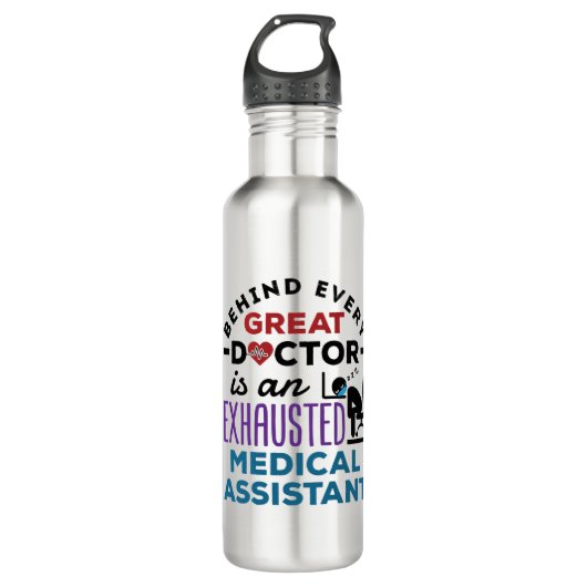 Bouteille D'eau Assistant Médicale Exhausted Funny Appréciation (Devant)