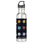 Bouteille D'eau Astronaut Monogramme Système Solaire Cool Enfants  (Devant)