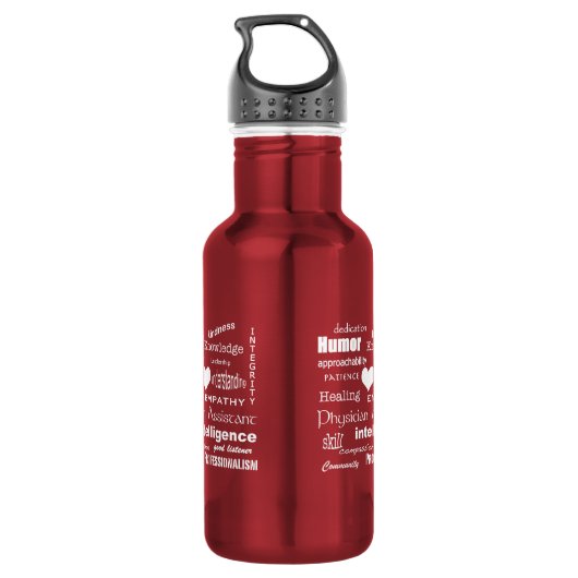 Bouteille D'eau Attributs d'assistant de médecin/texte blanc (Dos)