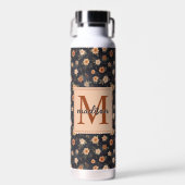 Bouteille D'eau Automne Sombre Moody Terracotta Floral Monogramme (Avant)