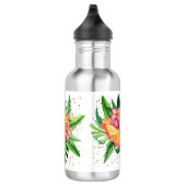 Bouteille d'eau aux fleurs orange et papillon (Droite)