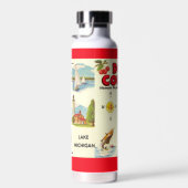 Bouteille d'eau avec carte vintage rétro du comté (Plage)