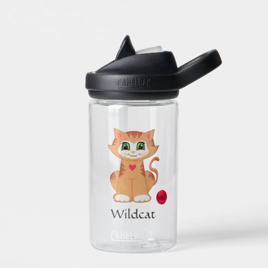 Bouteille d'eau avec chat sauvage mignon (Gauche)