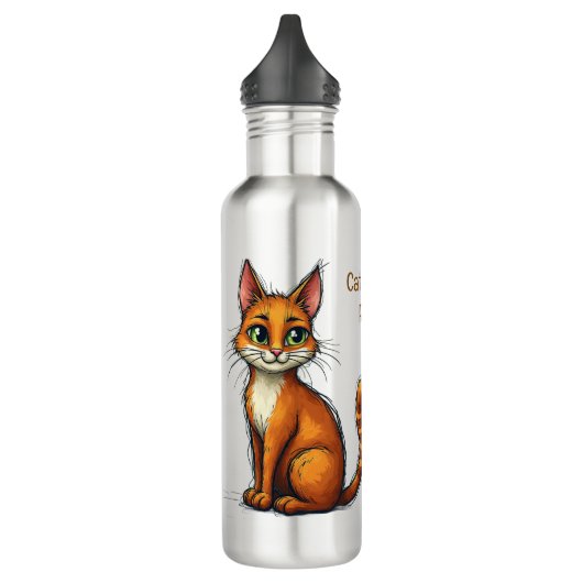 Bouteille d'eau avec design de chat et slogan pour (Gauche)