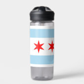 Bouteille d'eau avec drapeau de Chicago City, État (Extérieur)