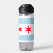 Bouteille d'eau avec drapeau de Chicago City, État (Arrière)