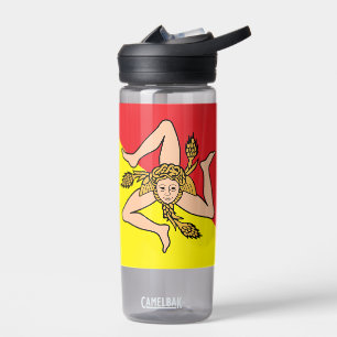 Bouteille d'eau avec drapeau de la Sicile, Italie