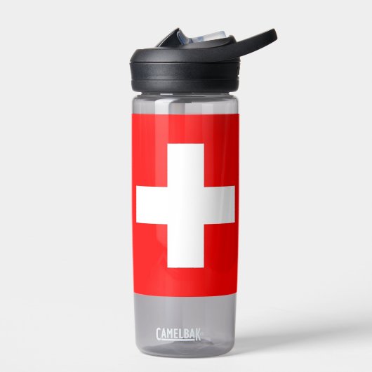 Bouteille d'eau avec drapeau de la Suisse (Gauche)