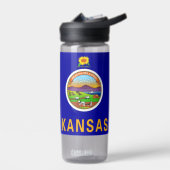 Bouteille d'eau avec drapeau de l'état du Kansas,  (Gauche)