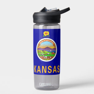 Bouteille d'eau avec drapeau de l'état du Kansas,
