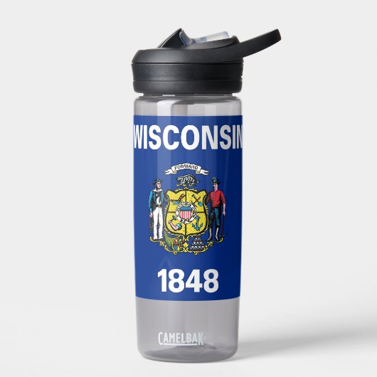 Bouteille d'eau avec drapeau du Wisconsin, États-U (Gauche)