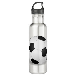 Bouteille d'eau avec du ballon de football de