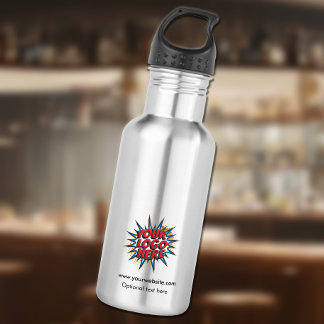 Bouteille d'eau avec logo personnalisé et adresse
