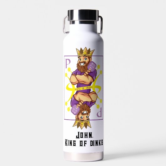 Bouteille D'eau Avec texte 👑 Roi des dinks - pickleball (Avant)