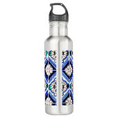 Bouteille D'eau Azulejo Motif espagnol Carreaux marine Monogramme  (Dos)