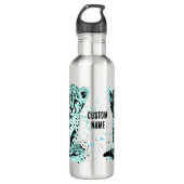 Bouteille D'eau Baby Cheetah turquoise Nom de l'enfant (Devant)