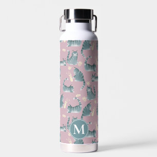 Bouteille D'eau Bad Grey Tabby Chats Frappe Stuff Over & Monogramm