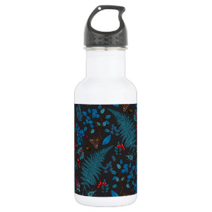 Bouteille D'eau Baies forestières, feuilles et boeufs 1
