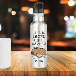 Bouteille D'eau Baignade mignonne Capybara Drôle Citation personna<br><div class="desc">Capybara de natation personnalisée design de bouteille d'eau en acier avec un texte amusant : "La vie est courte,  plus froide !" est créée pour vous apporter le sourire au visage.</div>