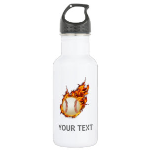 Bouteille D'eau Bal de baseball personnalisé en feu