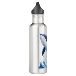 Bouteille D'eau baleine majestueuse en style peinture.