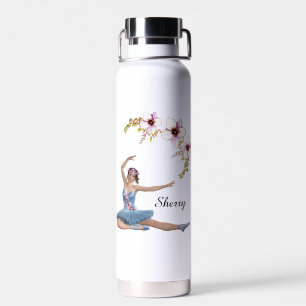 Bouteille D'eau Ballerina en bleu Personal Rose Fleurs