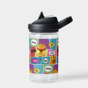Bouteille D'eau Bande dessinée colorée personnalisée avec nom Pop