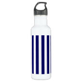 Bouteille D'eau Bandes de bonbons bleu et blanc marine (Devant)