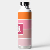 Bouteille D'eau Bandes en rose, blanc et orange avec Monogramme (Droite)