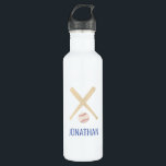 Bouteille D'eau baseball personnalisé rouge blanc bleu<br><div class="desc">Cette bouteille d'eau en acier inoxydable personnalisée à thème de baseball fera le cadeau parfait pour tout garçon aimant le baseball.</div>