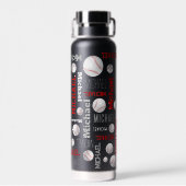 Bouteille D'eau Baseball sport bleu rouge blanc nom personnalisé (Arrière)