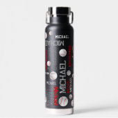 Bouteille D'eau Baseball sport bleu rouge blanc nom personnalisé (Avant)