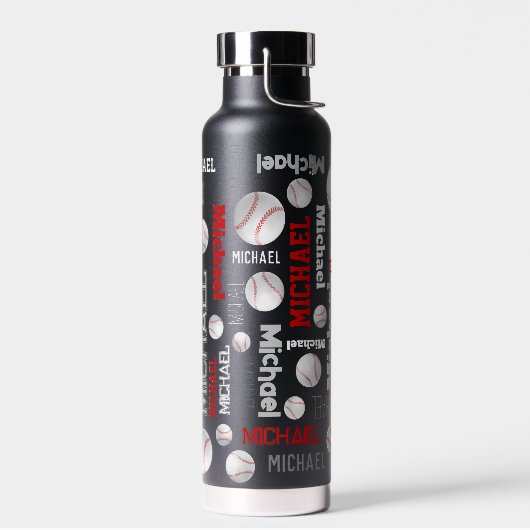 Bouteille D'eau Baseball sport bleu rouge blanc nom personnalisé (Gauche)