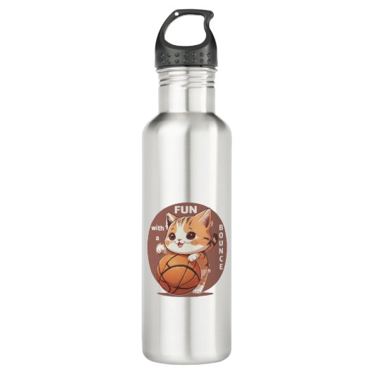 Bouteille D'eau basket-ball chat (Devant)